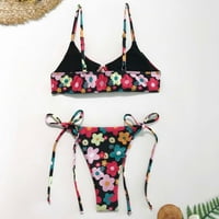Ženski bikini kupaći kostimi za kupaći kostim slatka cvijeća print plaže za plažu prednje šuplje zavojni