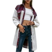 Fonwoon Winter Jackets kaputi za žene, ženski džepni gumb za ubode Cardigan Revel Fleece labavi povremeni