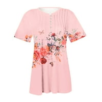 Xihbxyly Tuntic za žene labave fit, majice kratkih rukava za žene ljetne tunike za nošenje majice labave bluze za bluzu tiskanu folwy majicu, ružičaste, s dolar # 5