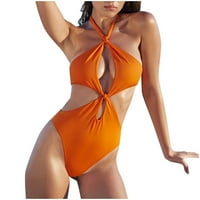 Farstey ženski seksi jedan kupaći kostim Criss Cross Halter cvjetni print šuplji izlazeći odjevanje