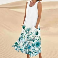 Ženska midi pamučna haljina s džepom ljetna prodaja cvjetna print plaža Elegantne casual udobne praznične