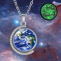 Ogrlice za žene blistave osam planeta Dvostrana rotirajuća privjeska ogrlica sa svemirom i neba blistavom
