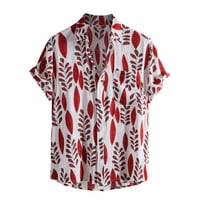 Košulje za muškarce prevelike fit havajske biljne ispise kratki rukav srušio navlake srušene majice