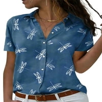 Capreze ženske majice kratkih rukava Loose Dragonfly cvjetni vrhovi radna bluza Bohomska tunika košulja
