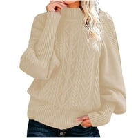 Lilgiuy ženske ležerne pulover dugih rukava debeli pleteni pulover Crewneck džemper kaput zimske odjeće