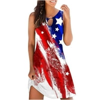 4. jula Američka zastava za ispisu za žene Pejock Plus sizene bez rukava Dan bez rukava Ispis T-majice