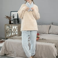 Solacol Ženske zimske hlače Ženske zimske hlače Žene Zimske pidžame Set Women Sleep With Soild Džep