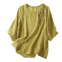 Tosmy ženske košulje Žene plus veličina majica kratkih rukava Lood Fit Emborder Vintage majica sa bluzama