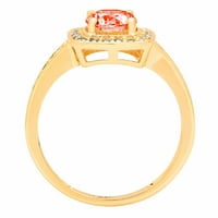 1.4ct okrugli rez crveni simulirani dijamant 18k žuti zlatni gravirajući izjavu bridalna godišnjica