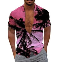 Ernkv muške slobodne udobne košulje modne kratke rukave majice rever pulover Havajska plaža Dugme za