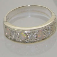 14k bijelo zlato Ženo Kubični cirkonijski CZ i Opal Vječni prsten - veličina 11. - Veličine za dostupnost