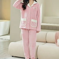 Ženska pidžama zazor 5,00 USD, džep s dugim rukavima Print toplo setovi pidžama žene za spavanje ružičaste