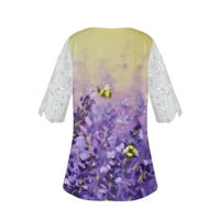 Ljetna bluza Ljeto Žene Čisti rufffle majica s kratkim rukavima TOP Ležerna modna cvjetna tunika Tunika