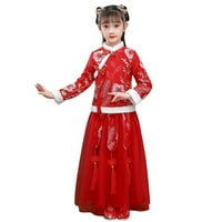 Djevojke haljine dječje djece dječje djece bajke hanfu obložene toplim kaputom jakne za kinesku novu