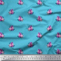 Soimoi plava satenska svilena tkanina, lišće i cvjetna umjetnička ispis tkanina od dvorišta široka