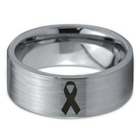 Volframska svjesnost vrpce Simbol BAND prsten za muškarce Žene Udobne fit sive ravne rez brušeno polirano