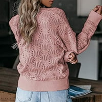 WAVSUF pulover džemperi za žene mekani V-izrez zimski ležerni casual ružičasti džemperi veličine s