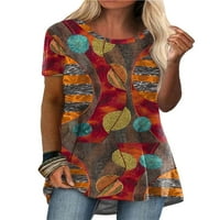 Žene Ljeto tiskane tunike kratkih rukava plus veličina labava bluza majica