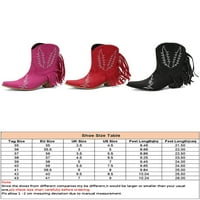 Harsuny Dame rade Casual Western Boots Neklizajući potez na kaudnoj boot kratki rub vezene cipele Dark Pink 6.5