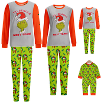 Podudaranje obiteljske božićne pidžame Set Green Santa crtani ispisani baby-djeci-odrasli-kućni ljubimac