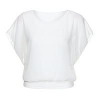 Ženski vrhovi okrugli izrez Ženska bluza Ležerne prilike pune boje ljetne majice kratkih rukava bijela