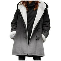 Ženska casual labavo nejasna gradijentna čvrsta plus dugmad za veliku veličinu jaknu kaput sa kapuljačom