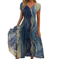 B91XZ PLUS Maxi haljina za ženske ženske haljine casual moda pletena patchwork ženska haljina plava,