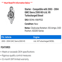 Starter - Kompatibilan sa - GMC Sierra HD 6.6L V turbopunjača