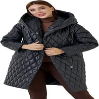 Dabuliu ženski džepovi puni gumb s dugim rukavima prekrivena jakna kratki mjehurići srednji i dugi kaputi