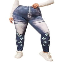 Colisha Women Plus veličine pantalone Fau Traper Hlacker High Rite Skinny Taggings Stretch struk Jeggings
