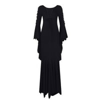 Ženska plus veličina Gothic Dugi rukav retro maxi haljine Flare šuplji seksi pod Halloween haljine crne