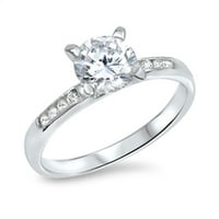 Ženski pasijans bijeli kubni zirkonijski vjenčani prsten. Sterling Silver Band nakit ženska veličina