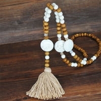 Žene Tassle drvene perle ogrlice privjesak Bohemian Lank nakit, jedna veličina
