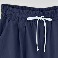 WEFUESD Hlače za ženske pantalone za žene tiskane ljetne pamučne ploče visokog struka Plus veličine