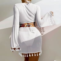 Ženska kostim kupaćim kostim u boji Žene Split Tanki kaiš visoki struk korug pokrivač s četiri komada