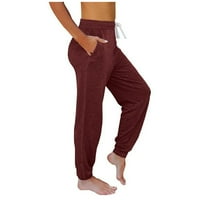 Ženske solidne dukseve nacrtajući jogger znojne hlače cinch dno ležerne rešetke elastične struke pantalone