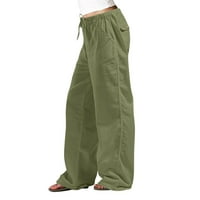 Knqrhpse Cargo Hlače Žene Žene Ležerne prilivne labave džepove Elastične pojaseve sa kantama Pantalone