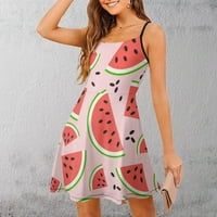 Ljetne haljine za ženske haljine za voće u lubenici Ležerne prilike bez rukava s rukavima S-2XL