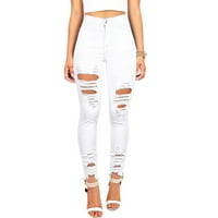 Kneelentne dizajnerske hlače za žene dugme Jeans Hlače Žene džepne traper hlače sa čvrstim rupama kratke