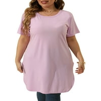 Rejlun dame Ljetna majica Plus veličina majica kratki rukav vrhovi salon za plaža Bluza Purple 3xl