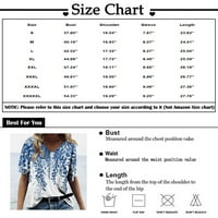Ženske vrhove kratkih rukava casual bluza Grafički otisci Dame Ljetni tunik Vrhovi V-izrez Moda Cyan 3xl