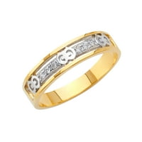 Jewels 14k bijeli i žuti zlatni prsten dva tona kubična cirkonija cz Muška godišnjica svadbene veze veličine 7