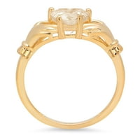 1. CT Sjajno srce Clear Simulirani dijamant 18k žuti zlatni pasijans obložen prsten sz 6.75