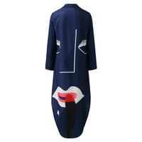 Ženske haljine maxi maxi modni ispisani okrugli dekolte Ljetna haljina mornarica l