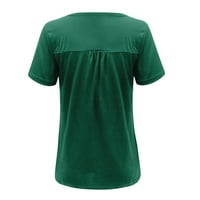 Zelene majice za žene postepeno solidno kratki rukav letnji robu modne o-vrat bluza