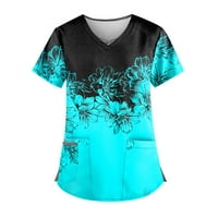 Ženski vrhovi kratkih rukava tiskana bluza Radna odjeća Ženska majica Crew vrat ljetni plavi m