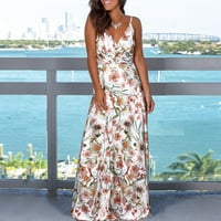 Pamuk za žene ljuljačka haljina s džepovima cvjetne večernje haljine Lepršavica Long Maxi Beach Sundress