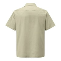 DTIDTPE majice za muškarce, muški poklopac ovratnik d pamučna posteljina ljetna majica sa bluzama džepnih