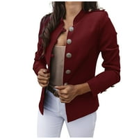 Viikei ženski kaputi i jakne plus veličina Ženska boja na dugim rukavima s malim odijelom s kratkim
