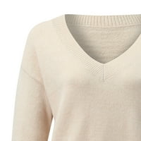 džemper za džemper od fvwitlyh za gumb za žensko posadu niz dugi rukav džemper sa rukavima